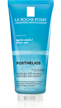 Posthelios antioksidacijski vodeni gel hladi kožu nakon izlaganja suncu. Sadrži 76% La Roche-Posay termalne vode obogaćene antioksidansima za borbu protiv slobodnih radikala, smiruje kožu i pruža 48.satnu hidrataciju. Izvrstan je za suhu kožu i kožu nakon sunčanja.