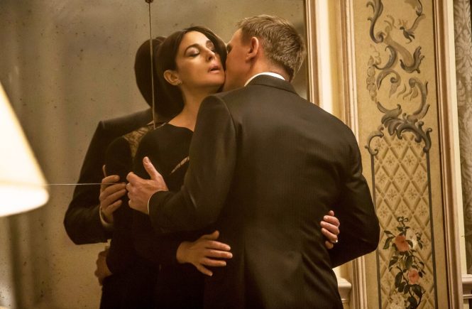 USA. Monica Bellucci and Daniel Craig in the Â©Sony Pictures Entertainment new James Bond film: Spectre (2015). Plot: A cryptic message from Bond's past sends him on a trail to uncover a sinister organization. While M battles political forces to keep the secret service alive, Bond peels back the layers of deceit to reveal the terrible truth behind SPECTRE., Image: 268594908, License: Rights-managed, Restrictions: Supplied by Landmark Media. Editorial Only. Landmark Media is not the copyright owner of these Film or TV stills but provides a service only for recognised Media outlets., Model Release: no, Credit line: Profimedia, Landmark