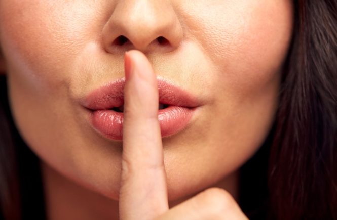 silence, gesture and beauty concept - close up of young woman holding finger on lips, Image: 269205461, License: Royalty-free, Restrictions: , Model Release: yes, Credit line: Profimedia, Alamy