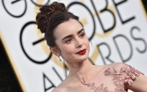 74th Annual Golden Globe Awards - Arrivals. The Beverly Hilton Hotel, Beverly Hills, CA. Pictured: Lily Collins. EVENT January 8, 2016 Job: 170108A2, Image: 310362078, License: Rights-managed, Restrictions: 000, Model Release: no, Credit line: Profimedia, Bauer Griffin