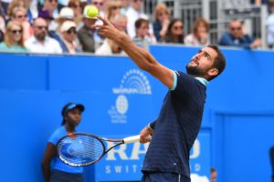 June 24, 2017 - London, England, United Kingdom - Marin Cilic of Croatia servers during the mens singles semi-final match against Gilles Muller of Luxembourg on day six of the 2017 Aegon Championships at Queens Club on June 24, 2017 in London, England., Image: 339069604, License: Rights-managed, Restrictions: * France Rights OUT *, Model Release: no, Credit line: Profimedia, Zuma Press - News