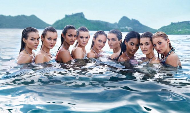 Victoriaâ€™s Secret Supermodels: Josephine Skriver, Jac Jagaciak, Lais Ribiero, Behati Prinsloo, Candice Swanepoel , Andreea Diaconu, Sharam Diniz, Ophelie Guillermand and Elsa Hosk pose for The New Swim 2015 Catalogue, Image: 218650793, License: Rights-managed, Restrictions: Worldwide rights, Model Release: no, Credit line: Profimedia, Crystal pictures