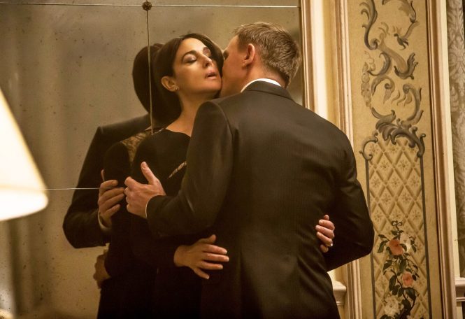 USA. Monica Bellucci and Daniel Craig in the Â©Sony Pictures Entertainment new James Bond film: Spectre (2015). Plot: A cryptic message from Bond's past sends him on a trail to uncover a sinister organization. While M battles political forces to keep the secret service alive, Bond peels back the layers of deceit to reveal the terrible truth behind SPECTRE., Image: 268594908, License: Rights-managed, Restrictions: Supplied by Landmark Media. Editorial Only. Landmark Media is not the copyright owner of these Film or TV stills but provides a service only for recognised Media outlets., Model Release: no, Credit line: Profimedia, Landmark