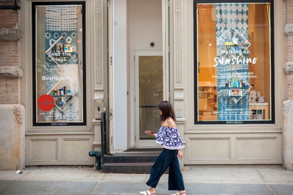 A brick-and-mortar store of the cosmetics subscription service Birchbox in the Soho neighborhood of New York on Thursday, August 10, 2017. Walmart is reported to have had talks about acquiring the beauty seller., Image: 344731654, License: Rights-managed, Restrictions: WORLD RIGHTS excluding USA- Fee Payable Upon Reproduction - For queries contact Avalon.red - sales@avalon.red London: +44 (0) 20 7421 6000 Los Angeles: +1 (310) 822 0419 Berlin: +49 (0) 30 76 212 251, Model Release: no, Credit line: Profimedia, UPPA News