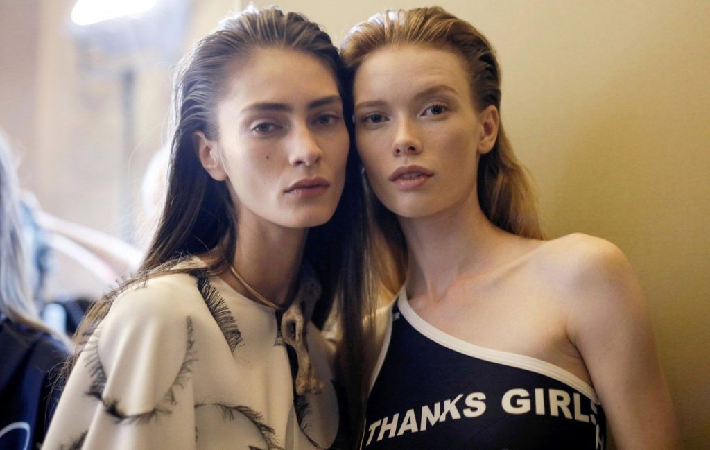 October 3, 2016 - Paris, FRANCE - Stella McCartney.MODEL ON BACKSTAGE, WOMAN WOMEN, PARIS FASHION WEEK 2017 READY TO WEAR FOR SPRING SUMMER, FASHION SHOW , PRET A PORTER, FRUEHJAHR SOMMER .PARSS17, Image: 302530964, License: Rights-managed, Restrictions: * Austria Rights Out *, Model Release: no, Credit line: Profimedia, Zuma Press - Archives