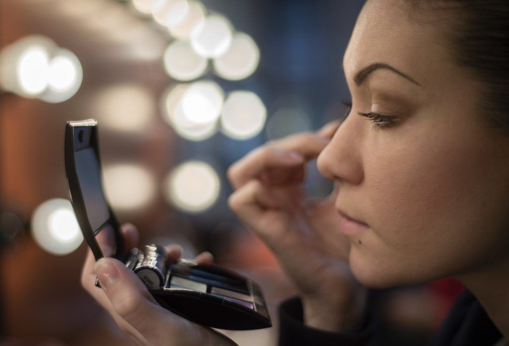 Artists of Teulis Shadow Theater in the dressing room before the performance in Kiev, Ukraine, on December 3, 2017. Artists of the theater create performances using the flexibility and plasticity of their own body. ( (Photo by Oleksandr Rupeta/NurPhoto))