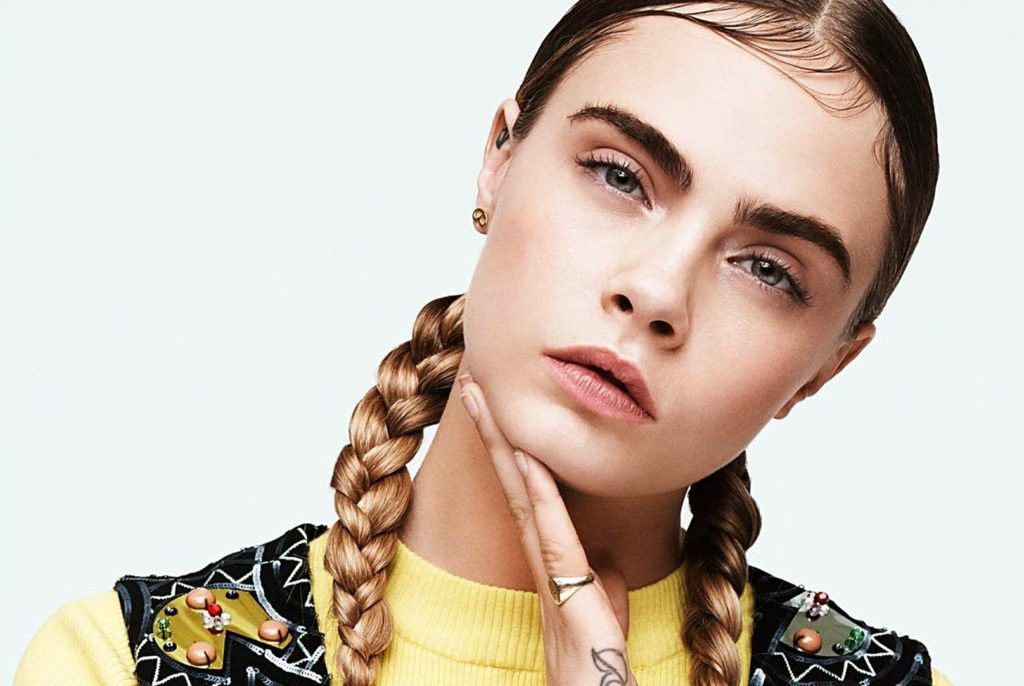 English fashion model Cara Delevinge poses with other models for DKNY Spring Summer 2015 collections., Image: 215330515, License: Rights-managed, Restrictions: EDITORIAL USE ONLY, Model Release: no, Credit line: Profimedia, Balawa Pics