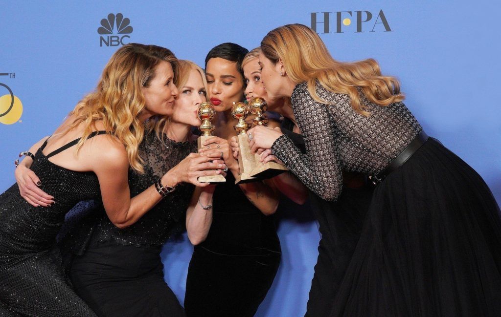 Beverly Hills, CA - 75th Annual Golden Globe Awards - Press Room held at The Beverly Hilton Hotel in Beverly Hills, California on 1/8/18. Pictured: Laura Dern, Nicole Kidman, Zoe Kravitz, Reese Witherspoon, Shailene Woodley BACKGRID USA 7 JANUARY 2018, Image: 359555019, License: Rights-managed, Restrictions: , Model Release: no, Credit line: Profimedia, AKM-GSI