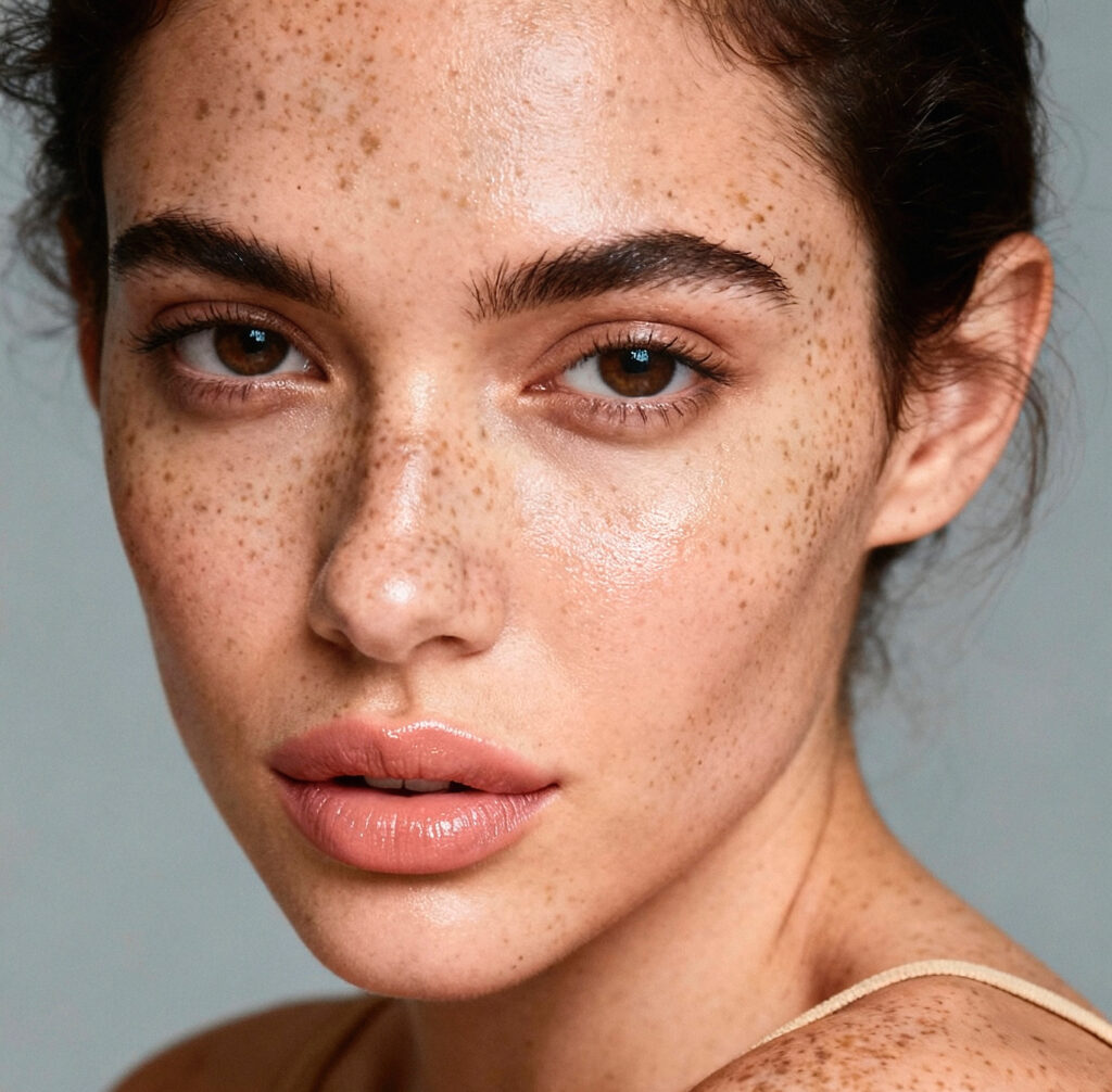 Žena s pjegicama na licu