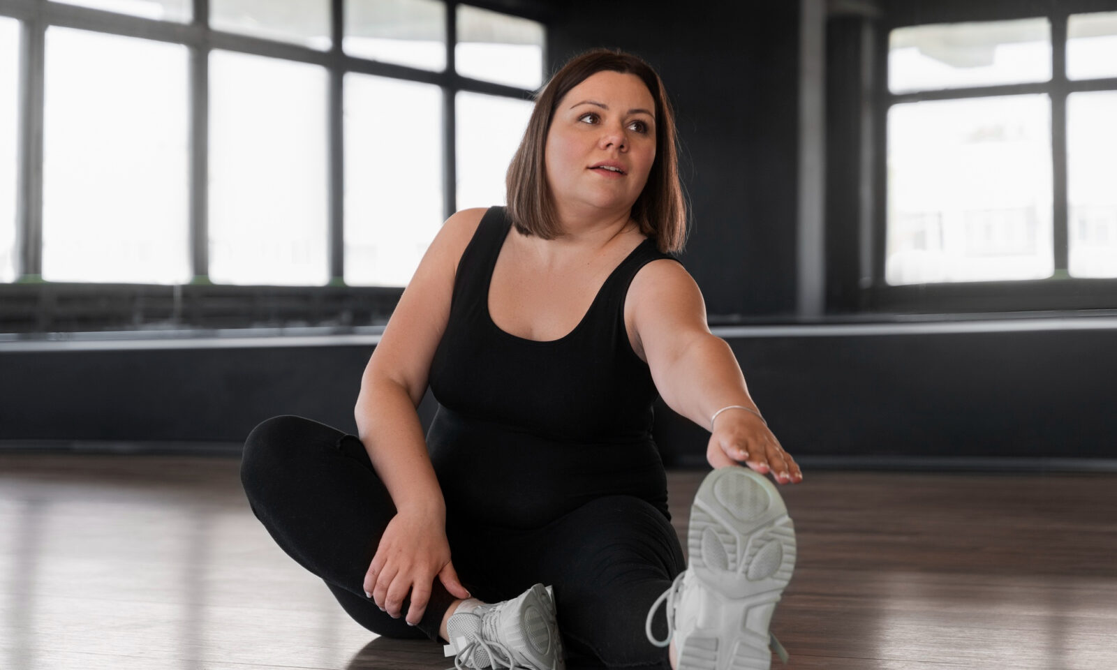 Žena s viškom kilograma vježba