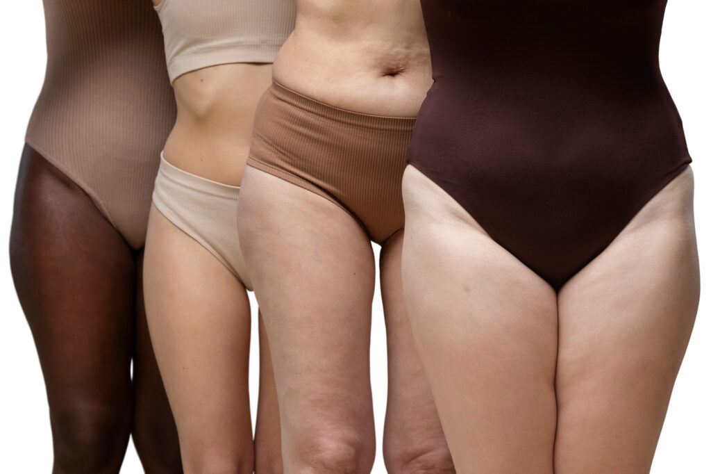 Ženske noge i nadkoljenice različitih tipova tijela