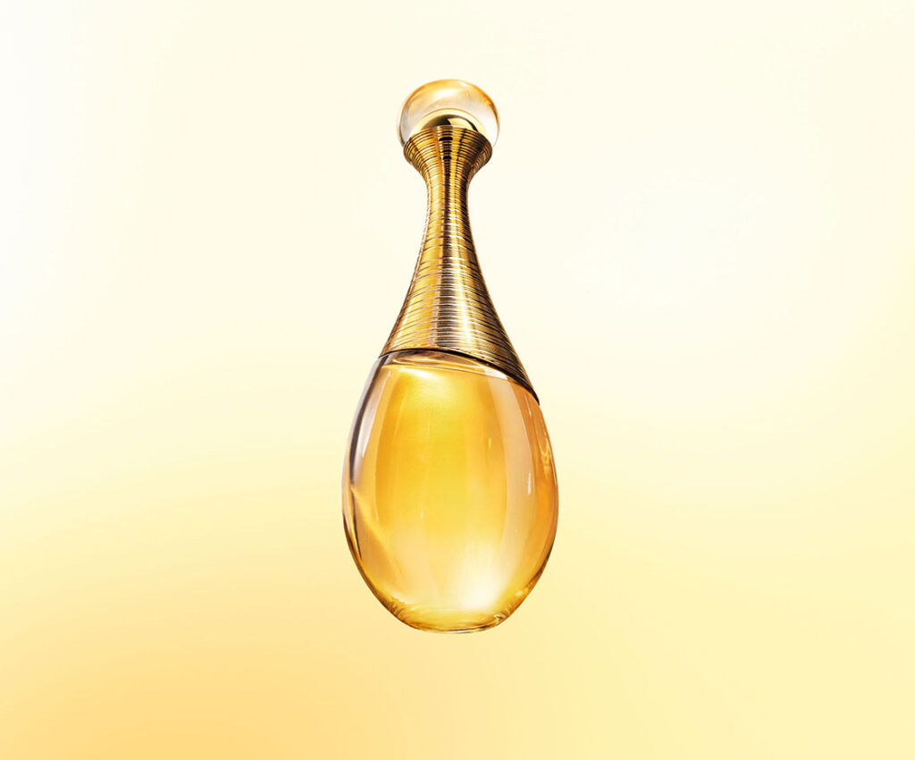 Dior J’adore Intense bočica u zlatnoj amfori s elegantnim i prepoznatljivim dizajnom