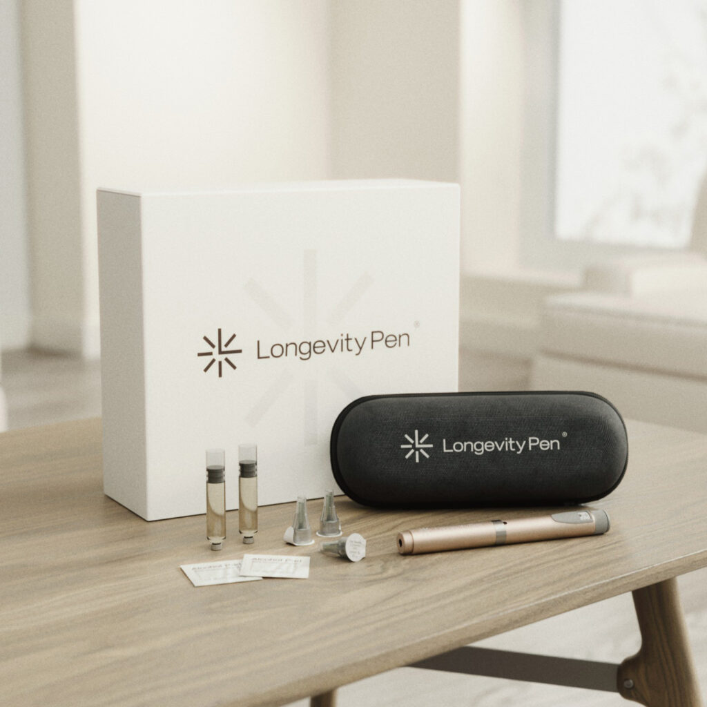 Longevity Pen uređaj za NAD+ mikrodoziranje u elegantnom pakiranju