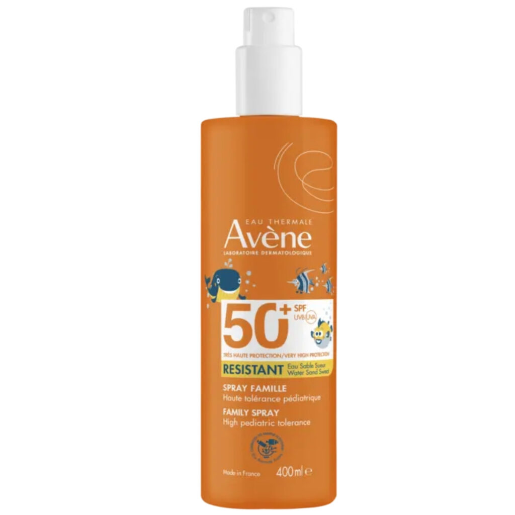 Avène Family sprej SPF50+ u velikom pakiranju od 400 ml za zaštitu osjetljive kože djece i odraslih od sunca