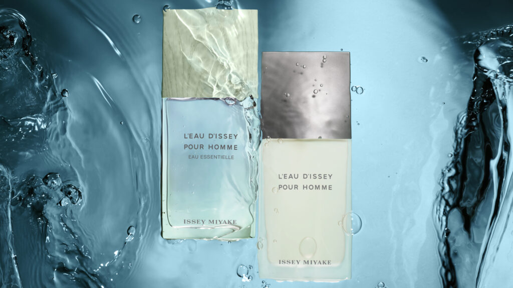 L'Eau d'Issey Pour Homme Eau Essentielle uronjen u vodu s dinamičnim valovima i mjehurićima